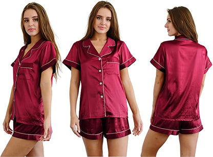 Buy GAESHOW Satin Pajamas for Women, Short Sleeve Silk Pajama Set